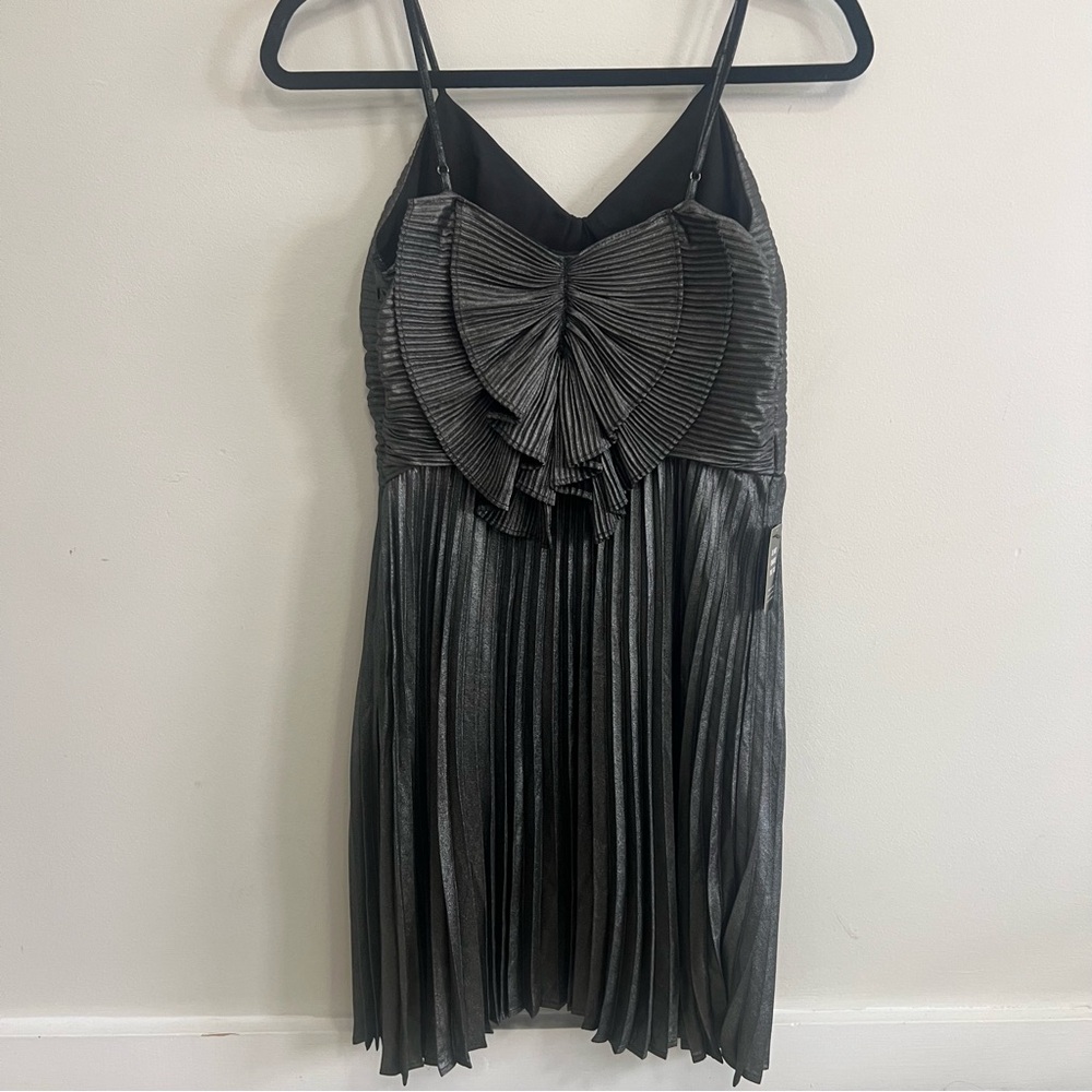 Express Metallic Black Pleated Mini Dress - Picture 5 of 10